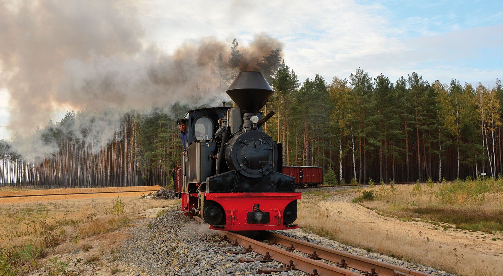Dampflokomotive Diana der Waldeisenbahn Muskau bei einer Sonderfahrt durch den Tagebau Nochten durch den Geopark Muskauer Faltenbogen